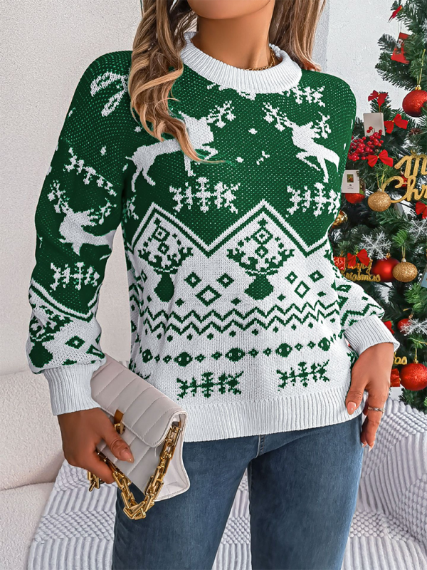 Christmas Sweaters- Christmas Theme Reindeers Knit Sweater- - IndioGear.com