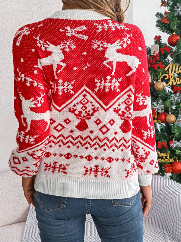 Christmas Sweaters- Christmas Theme Reindeers Knit Sweater- - IndioGear.com