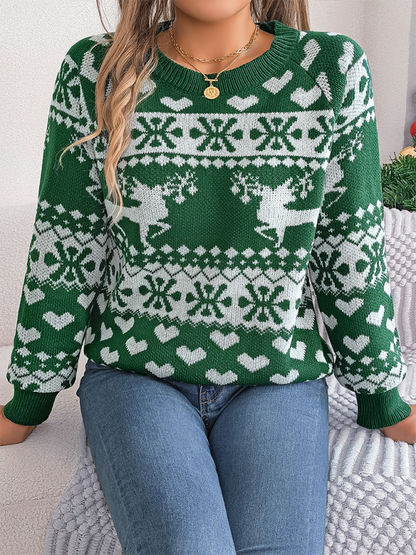 Christmas Sweaters- Reindeer & Hearts Knit Sweater – Best Holiday Attire- - IndioGear.com