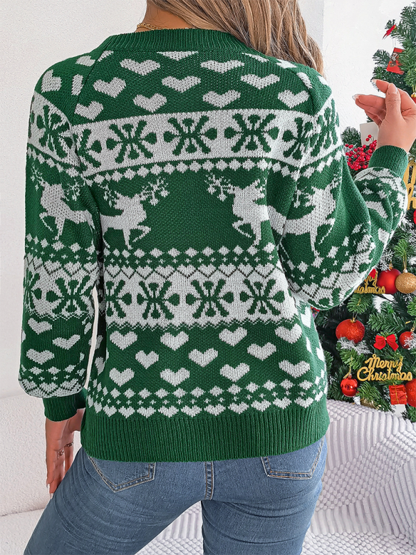 Christmas Sweaters- Reindeer & Hearts Knit Sweater – Best Holiday Attire- - IndioGear.com