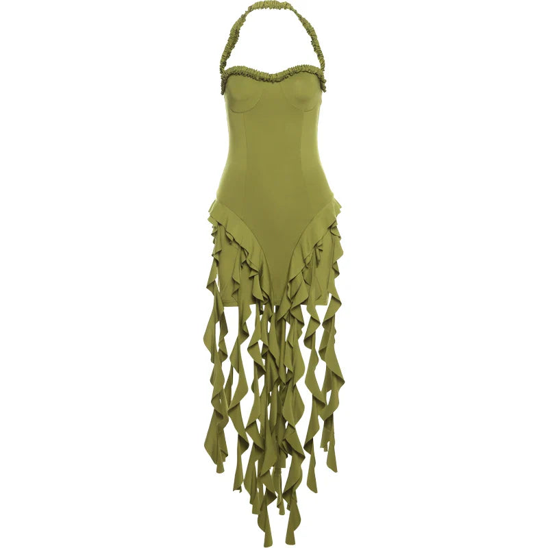 Clubbing Dresses- Summer Festival Dress with Cascading Ruffles- - IndioGear.com