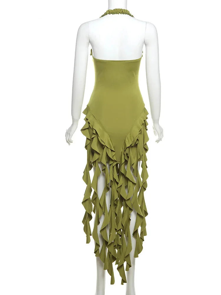 Clubbing Dresses- Summer Festival Dress with Cascading Ruffles- - IndioGear.com