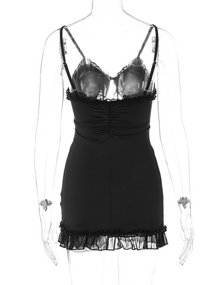 Clubbing Dresses- Disco Night Out Cutout Black Mini Dress- - IndioGear.com