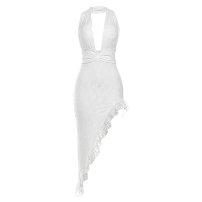 Clubbing Dresses- Elegant Lace Asymmetric Club Dress- - IndioGear.com