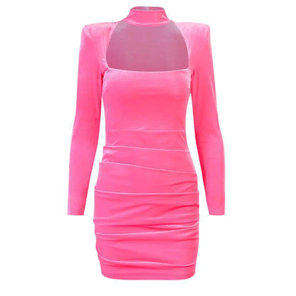 Clubbing Dresses- Structured Bodycon Dress for Parties- Pink- IndioGear.com