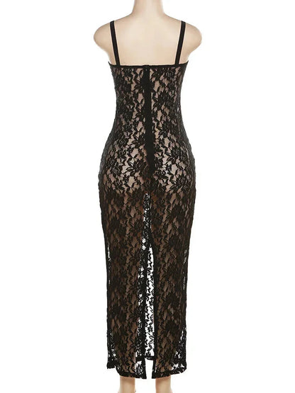 Clubbing Dresses- Midnight Lace Elegance Mermaid Dress - Sweetheart Perfect for Clubbing- - IndioGear.com