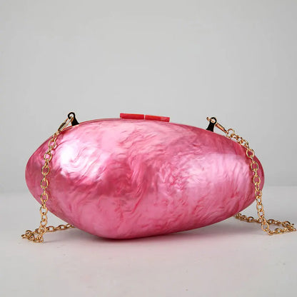 Clutches- Pearl Clutch for Weddings - Shell-Shaped Purse for Party & Cocktail Events- Rose- IndioGear Fashion and Gear