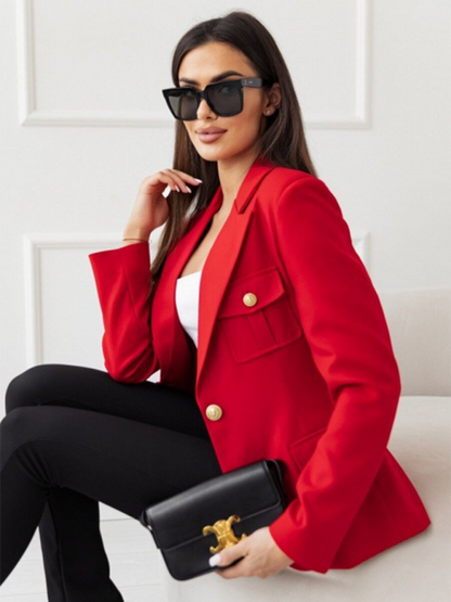 Coats- Elegant Tailored Business Blazer- Red- IndioGear.com