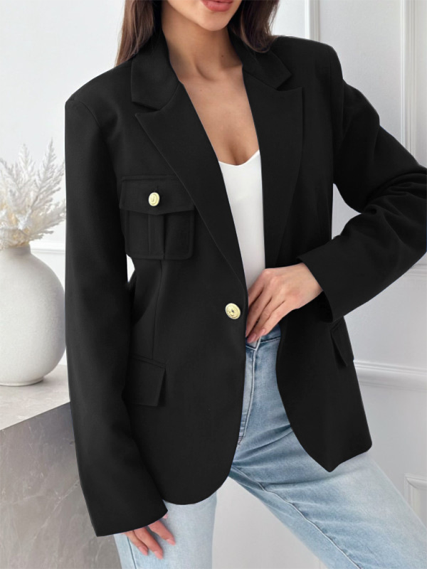 Coats- Elegant Tailored Business Blazer- Black- IndioGear.com