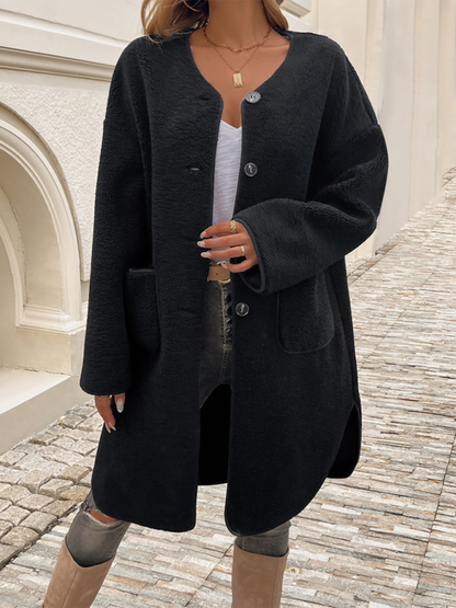 Coats- Elegant Winter Plush Long Coat for Women- - IndioGear.com