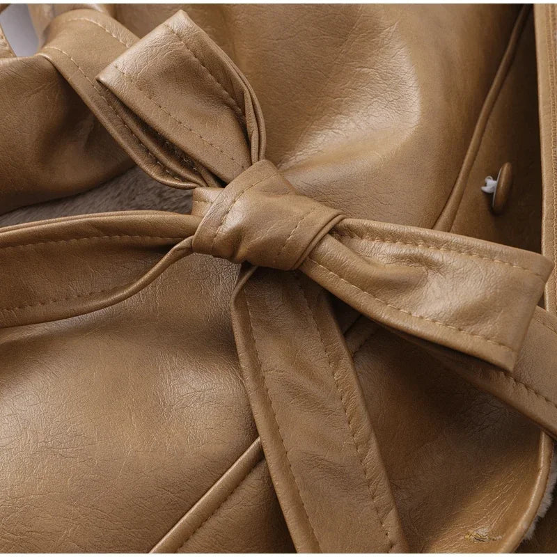 Coats- Minimalist Shearling Leather Jacket – Clean &amp; Sophisticated- - IndioGear