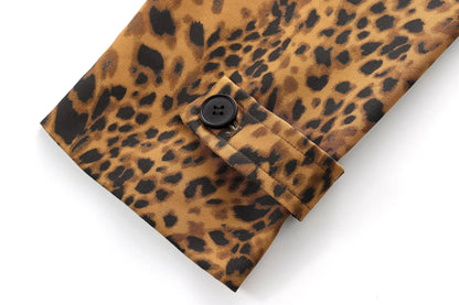 Coats- Leopard Print Long Coat Animal Pattern Winter Outwear- - IndioGear.com