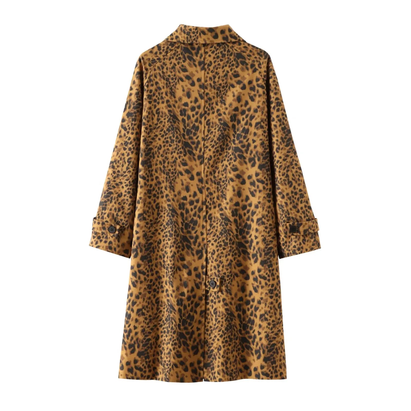 Coats- Leopard Print Long Coat Animal Pattern Winter Outwear- - IndioGear.com