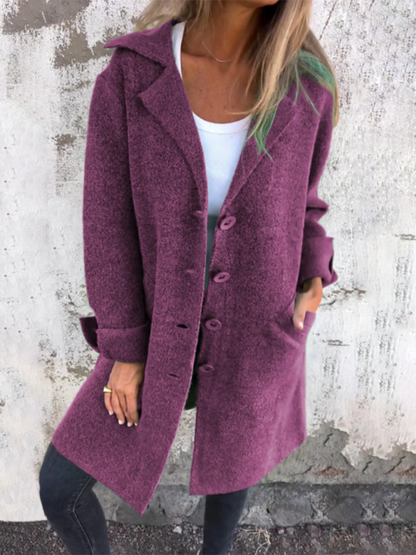 Coats- Single Breasted Light Baggy Coat - Winter Layering- Purple- IndioGear.com