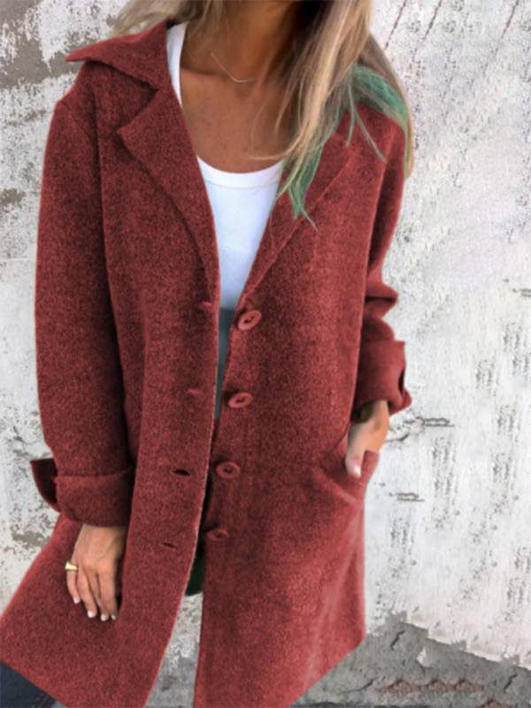 Coats- Single Breasted Light Baggy Coat - Winter Layering- Wine Red- IndioGear.com