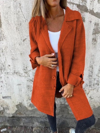 Coats- Single Breasted Light Baggy Coat - Winter Layering- Orange Red- IndioGear.com