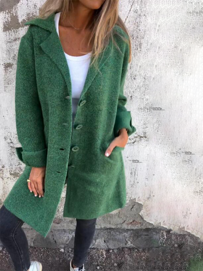 Coats- Single Breasted Light Baggy Coat - Winter Layering- Green- IndioGear.com