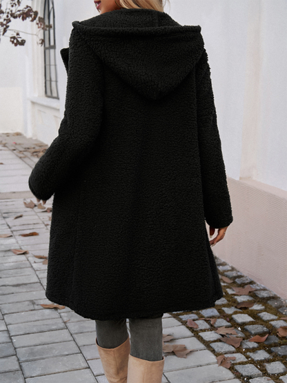 Coats- Winter Plush Teddy Longline Coat- - IndioGear.com