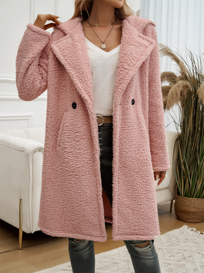 Coats- Winter Plush Teddy Longline Coat- - IndioGear.com