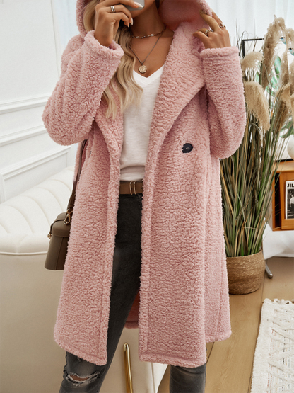 Coats- Winter Plush Teddy Longline Coat- - IndioGear.com