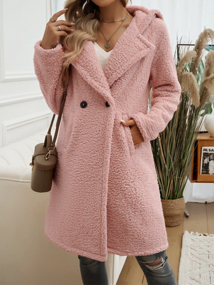 Coats- Winter Plush Teddy Longline Coat- - IndioGear.com