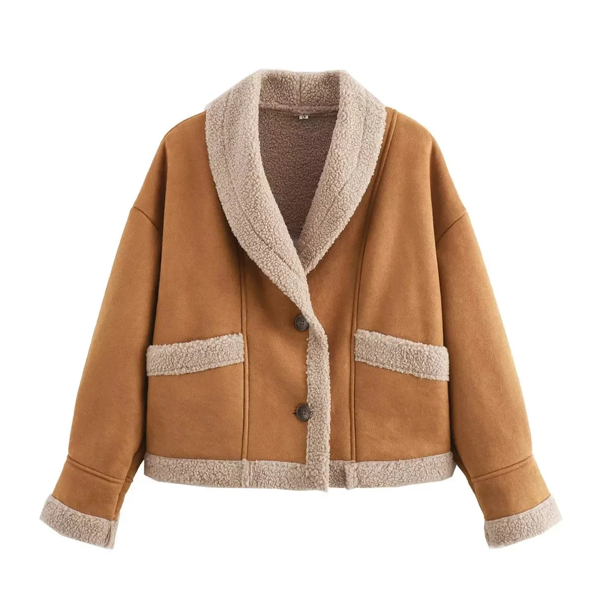 Coats- Winter Sherpa-Lined Casual Jacket- Camel- IndioGear.com