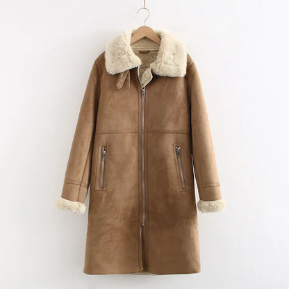 Coats- Women Cashmere Long Coat with Bamboo Fiber & Camel Filling- Camel- IndioGear.com