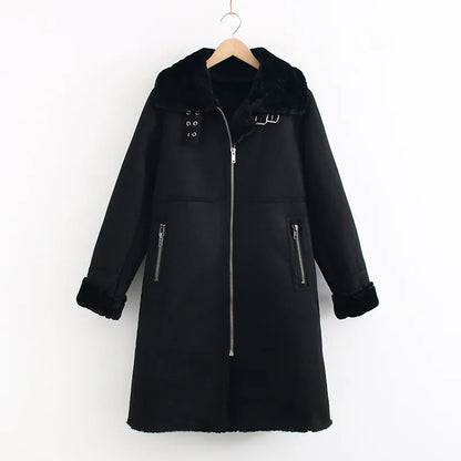 Coats- Women Cashmere Long Coat with Bamboo Fiber & Camel Filling- Black- IndioGear.com