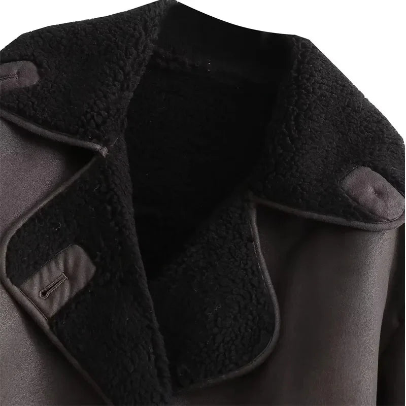 Coats- Women's Elegant Cape-Like Faux Leather Jacket- - IndioGear.com