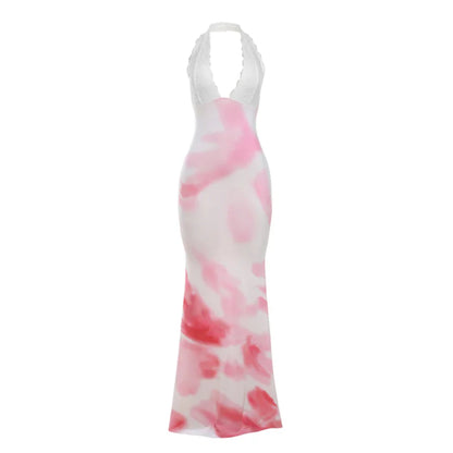 Cocktail Dresses- Abstract Print Mermaid Dress -Tailored Elegance for Cocktail Parties- - IndioGear.com