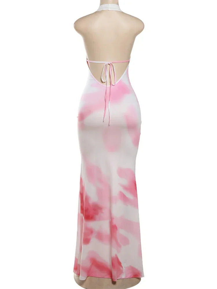 Cocktail Dresses- Abstract Print Mermaid Dress -Tailored Elegance for Cocktail Parties- - IndioGear.com