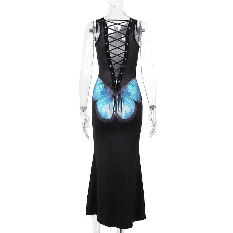 Cocktail Dresses- Butterfly Mermaid Evening Dress for Garden Weddings- - Chuzko Women Clothing