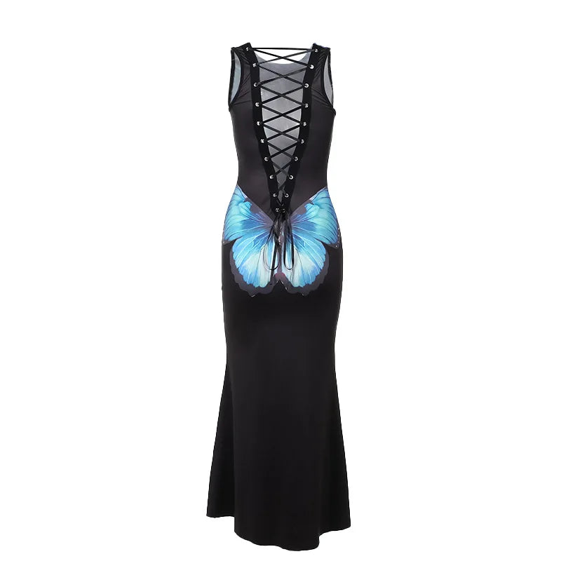 Cocktail Dresses- Butterfly Mermaid Evening Dress for Garden Weddings- - Chuzko Women Clothing