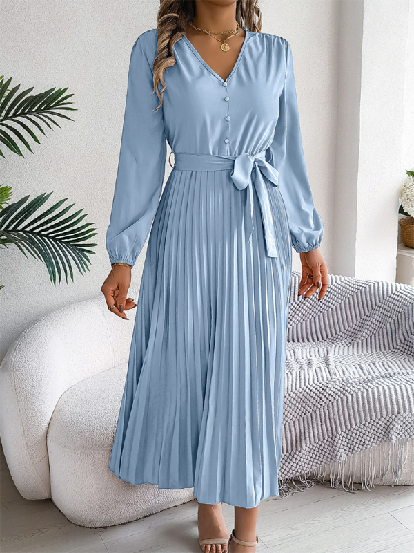 Cocktail Dresses- Classic Pleated Midi Dress for All Occasions- - IndioGear.com