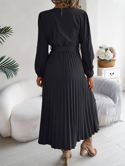 Cocktail Dresses- Classic Pleated Midi Dress for All Occasions- - IndioGear.com