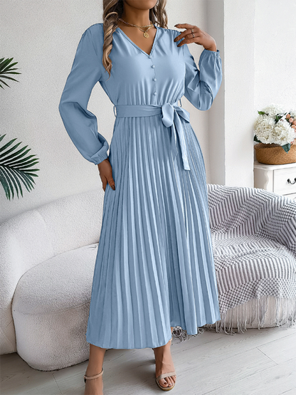 Cocktail Dresses- Classic Pleated Midi Dress for All Occasions- - IndioGear.com