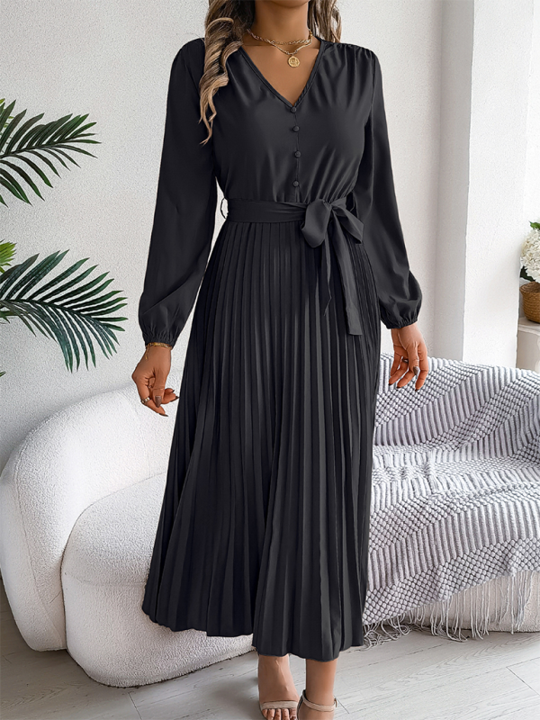 Cocktail Dresses- Classic Pleated Midi Dress for All Occasions- - IndioGear.com