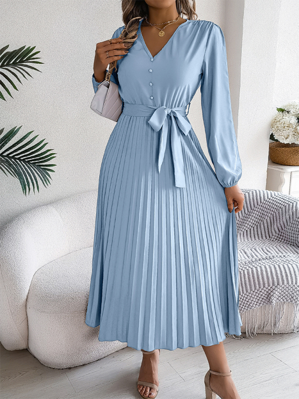 Cocktail Dresses- Classic Pleated Midi Dress for All Occasions- - IndioGear.com