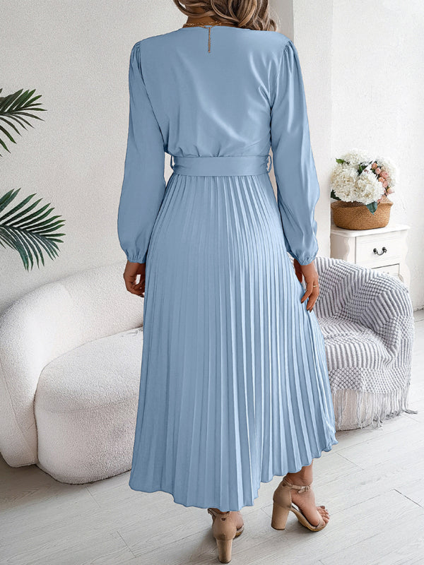 Cocktail Dresses- Classic Pleated Midi Dress for All Occasions- - IndioGear.com