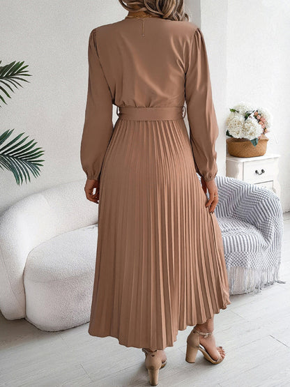 Cocktail Dresses- Classic Pleated Midi Dress for All Occasions- - IndioGear.com