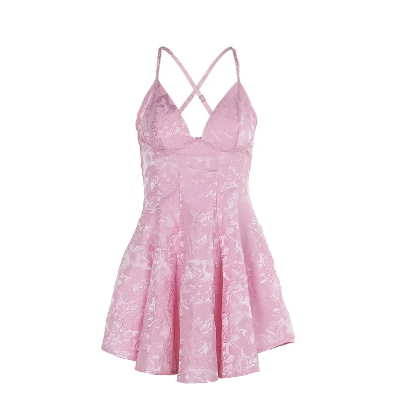 Cocktail Dresses- Elegant Floral Embossed Skater Dress for Spring Weddings- - IndioGear.com