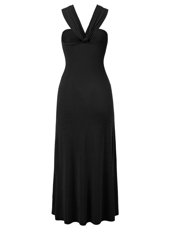 Cocktail Dresses- Elegant Gathered A-Line Knot Tea Dress- - IndioGear.com