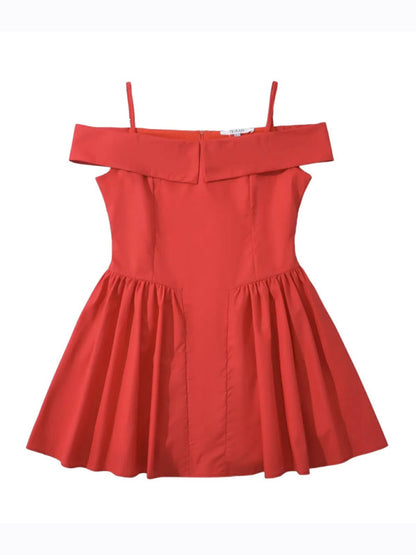 Cocktail Dresses- Elegant Off-Shoulder Fit & Flare Dress for Summer Events- - IndioGear Fashion and Gear