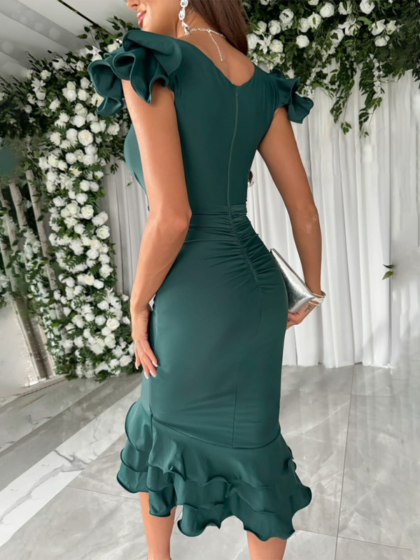 Cocktail Dresses- Elegant Ruffled Mermaid Dress- - IndioGear.com