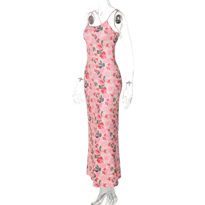 Cocktail Dresses- Floral Cami Slip Maxi Dress for Summer Parties- - IndioGear.com