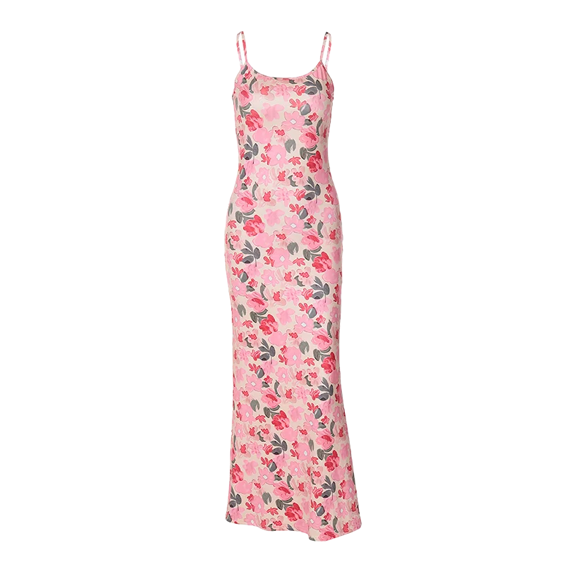 Cocktail Dresses- Floral Cami Slip Maxi Dress for Summer Parties- - IndioGear.com