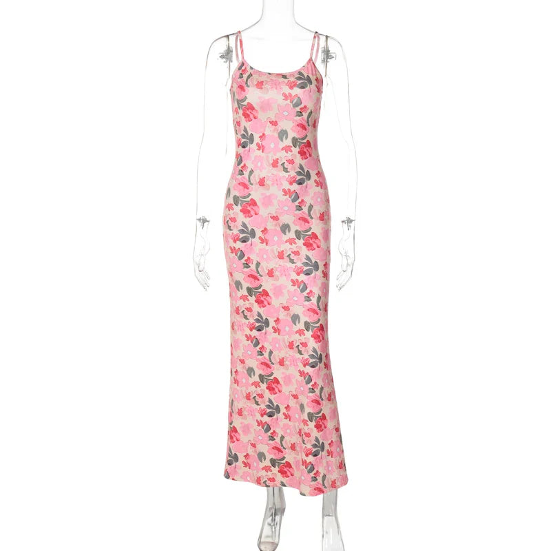 Cocktail Dresses- Floral Cami Slip Maxi Dress for Summer Parties- - IndioGear.com