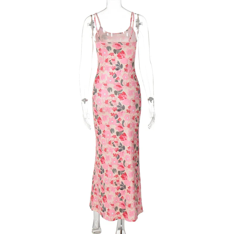 Cocktail Dresses- Floral Cami Slip Maxi Dress for Summer Parties- - IndioGear.com