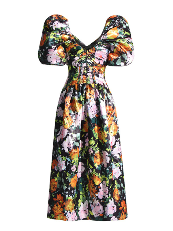 Cocktail Dresses- Floral Dream Midi Dress for Elegant Cocktails- - IndioGear.com