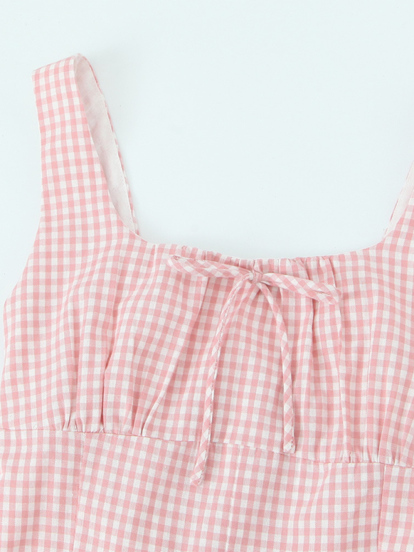 Cocktail Dresses- Gingham Summer A-line Mini Dresses- - IndioGear.com